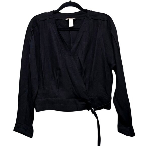 H&M Jackets & Blazers - H & M Black Wrap Blouse Women's Size‎ 4 V-Neck Long Sleeve